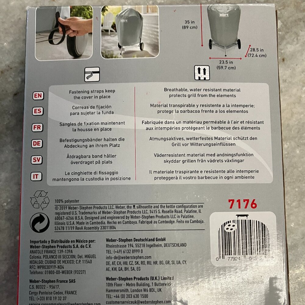 Weber Gray Grill Cover For 22in Round Charcoal Grills NIB - Picture 3 of 6